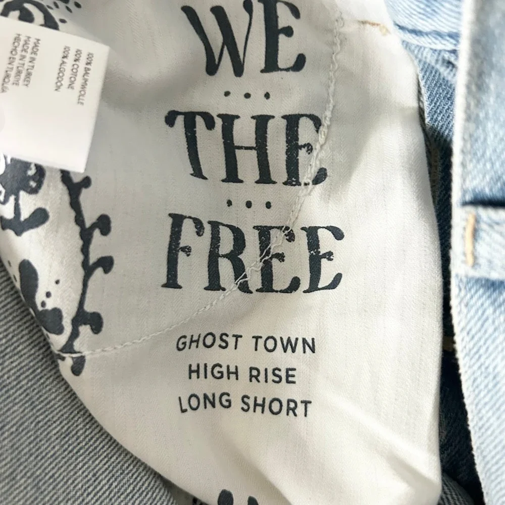 NEW Free People We The Free Ghost Town High Rise Long Shorts Light Wash Size 27
